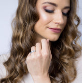 Sterling Silver Topaz and CZ Ring- size 8